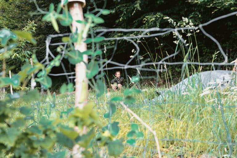 Permakultur: Lucas Meyer von PermaTerra sitzt in der Natur und beobachtet diese